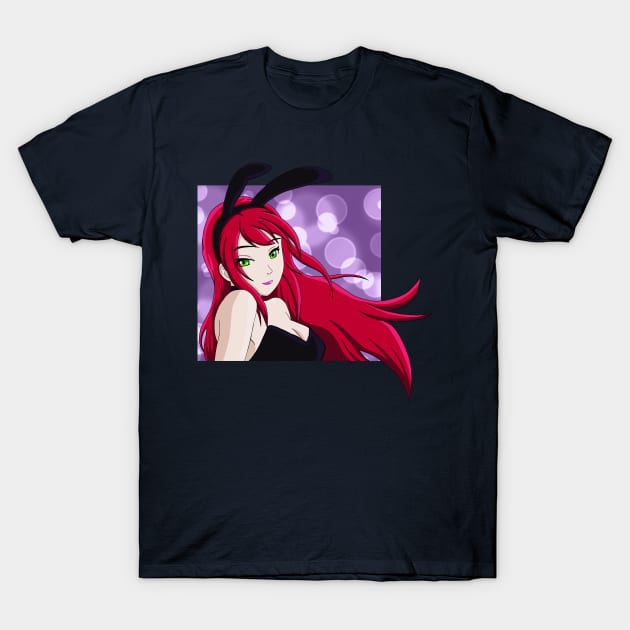 Cute & Sexy Senpai Party Night Dark Purple Bunny Girl Outfit T-Shirt by designsenpai